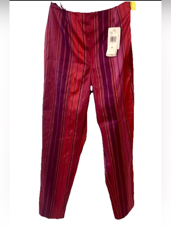 Jones New York Pants - Jones New York Silk Striped Pants NWT Sz8 Raspberry Red Tailored Statement Pants